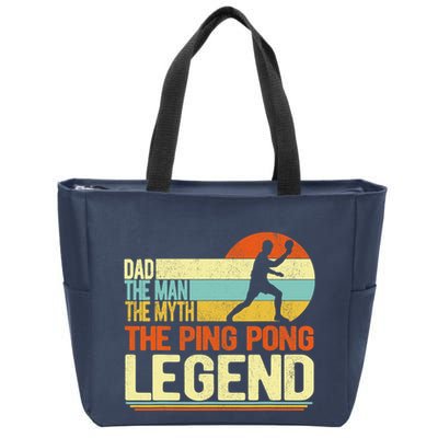 Dad Ping Pong Player Paddle Ball Ping Pong Legend Retro Zip Tote Bag