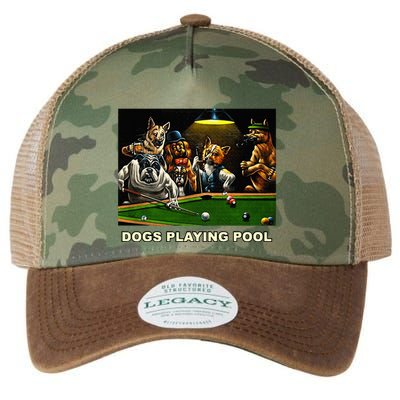 Dogs Playing Pool Art Work Puppies Snooker Pocket Billiards Legacy Tie Dye Trucker Hat