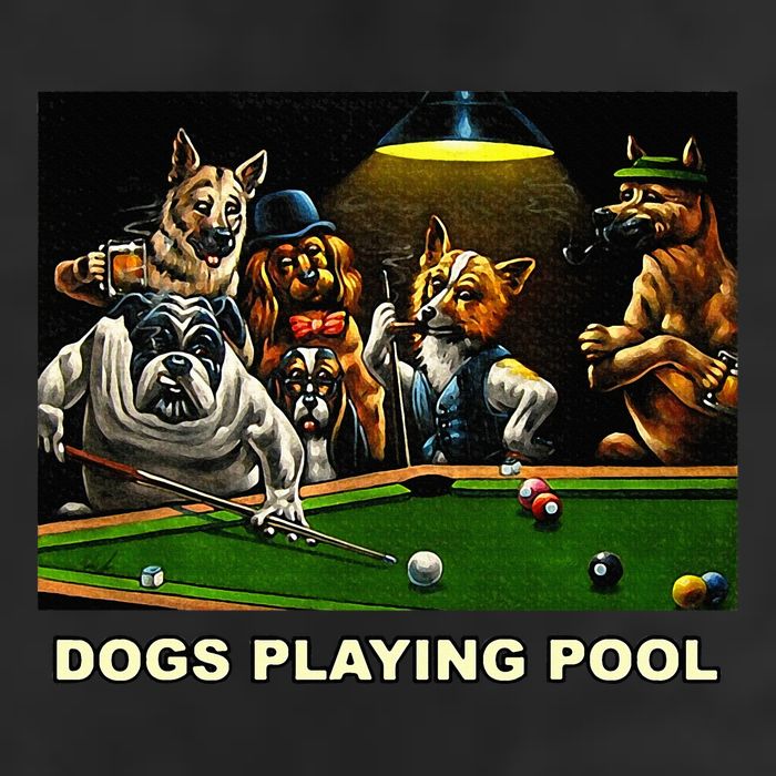 Dogs Playing Pool Art Work Puppies Snooker Pocket Billiards Cool Comfort Performance Bucket Hat
