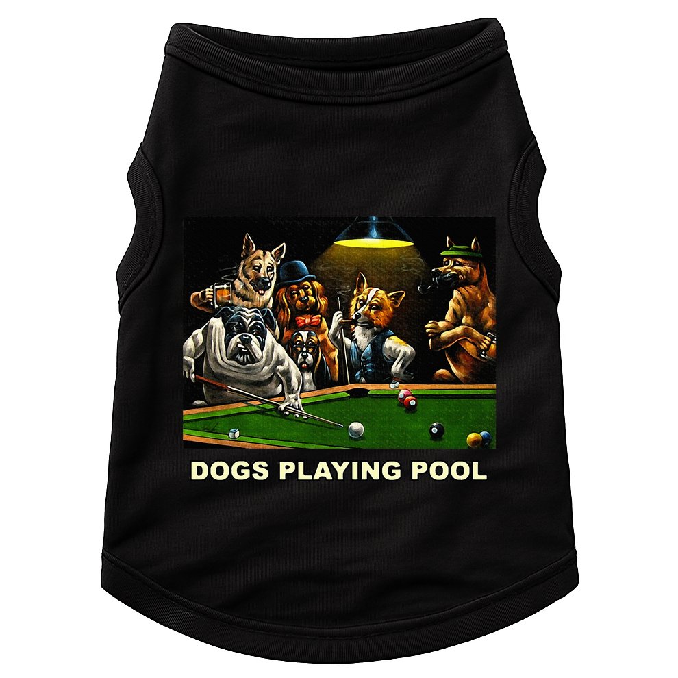 Dogs Playing Pool Art Work Puppies Snooker Pocket Billiards Doggie Tank