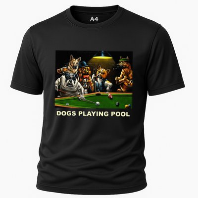Dogs Playing Pool Art Work Puppies Snooker Pocket Billiards Performance Shirt