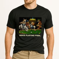 Dogs Playing Pool Art Work Puppies Snooker Pocket Billiards Cooling Performance Crew T-Shirt