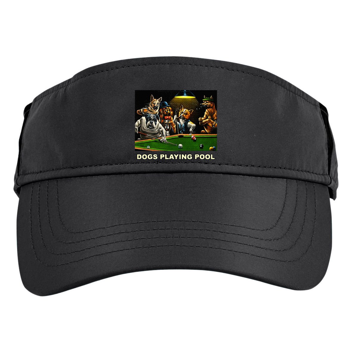 Dogs Playing Pool Art Work Puppies Snooker Pocket Billiards Adult Drive Performance Visor