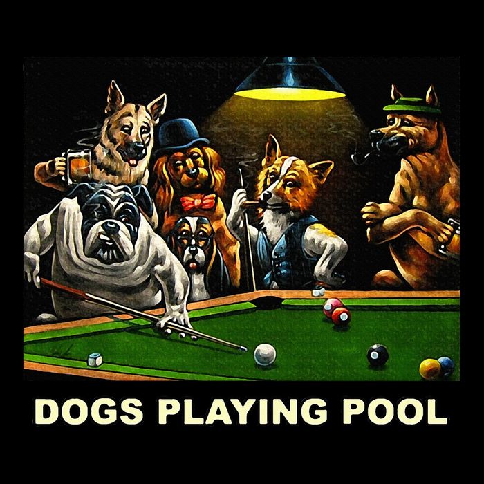 Dogs Playing Pool Art Work Puppies Snooker Pocket Billiards Drawstring Bag