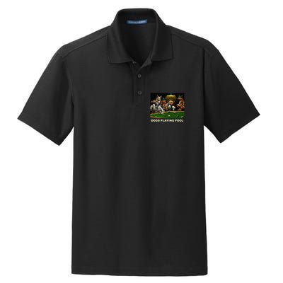 Dogs Playing Pool Art Work Puppies Snooker Pocket Billiards Dry Zone Grid Polo
