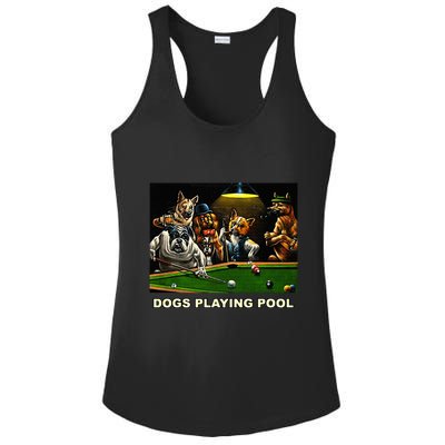 Dogs Playing Pool Art Work Puppies Snooker Pocket Billiards Ladies PosiCharge Competitor Racerback Tank