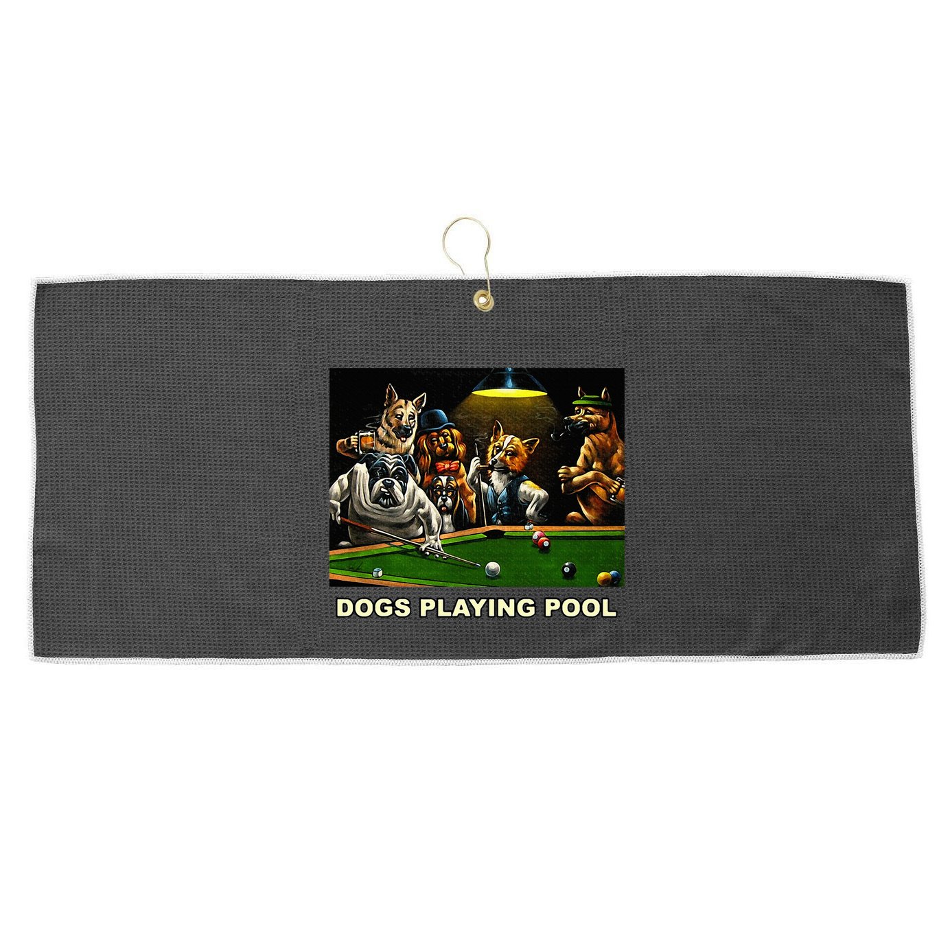 Dogs Playing Pool Art Work Puppies Snooker Pocket Billiards Large Microfiber Waffle Golf Towel