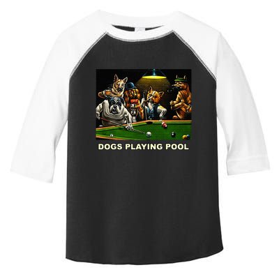 Dogs Playing Pool Art Work Puppies Snooker Pocket Billiards Toddler Fine Jersey T-Shirt