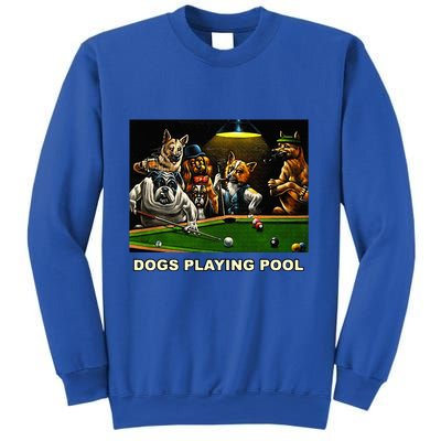 Dogs Playing Pool Art Work Puppies Snooker Pocket Billiards Sweatshirt