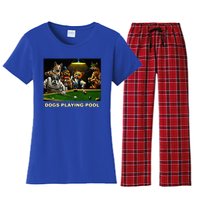 Dogs Playing Pool Art Work Puppies Snooker Pocket Billiards Women's Flannel Pajama Set