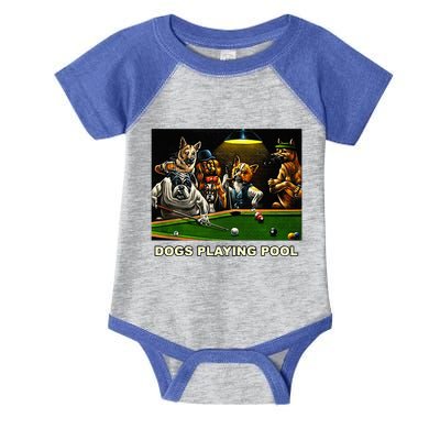 Dogs Playing Pool Art Work Puppies Snooker Pocket Billiards Infant Baby Jersey Bodysuit