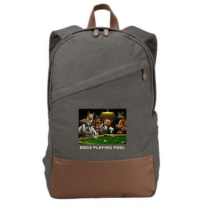 Dogs Playing Pool Art Work Puppies Snooker Pocket Billiards Cotton Canvas Backpack