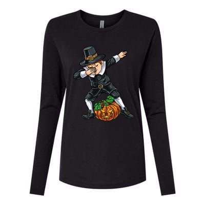 Dabbing Pilgrim Pumpkin Thanksgiving Cool Gift Womens Cotton Relaxed Long Sleeve T-Shirt