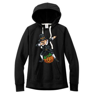 Dabbing Pilgrim Pumpkin Thanksgiving Cool Gift Women's Fleece Hoodie