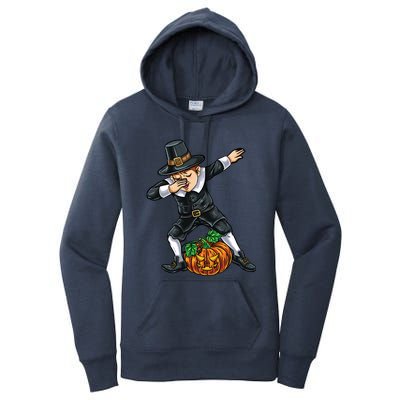 Dabbing Pilgrim Pumpkin Thanksgiving Cool Gift Women's Pullover Hoodie