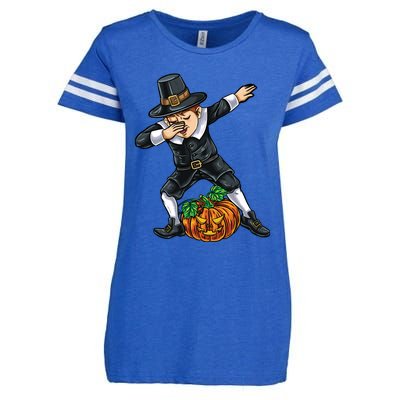 Dabbing Pilgrim Pumpkin Thanksgiving Cool Gift Enza Ladies Jersey Football T-Shirt