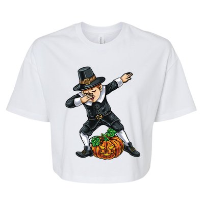 Dabbing Pilgrim Pumpkin Thanksgiving Cool Gift Bella+Canvas Jersey Crop Tee