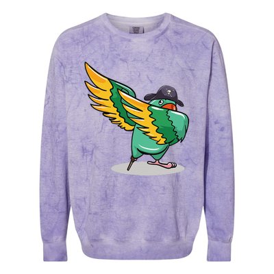 Dabbing Pirate Parrot Gift Illustration Bird Lovers Colorblast Crewneck Sweatshirt