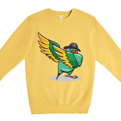 Dabbing Pirate Parrot Gift Illustration Bird Lovers Premium Crewneck Sweatshirt