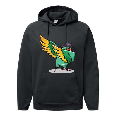 Dabbing Pirate Parrot Gift Illustration Bird Lovers Performance Fleece Hoodie