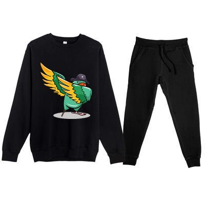 Dabbing Pirate Parrot Gift Illustration Bird Lovers Premium Crewneck Sweatsuit Set