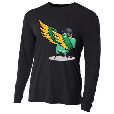 Dabbing Pirate Parrot Gift Illustration Bird Lovers Cooling Performance Long Sleeve Crew