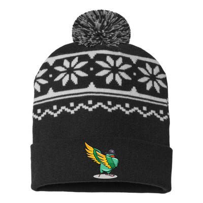 Dabbing Pirate Parrot Gift Illustration Bird Lovers USA-Made Snowflake Beanie