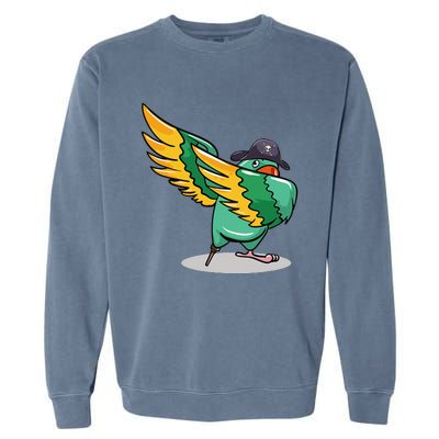 Dabbing Pirate Parrot Gift Illustration Bird Lovers Garment-Dyed Sweatshirt