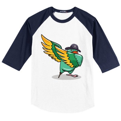 Dabbing Pirate Parrot Gift Illustration Bird Lovers Baseball Sleeve Shirt