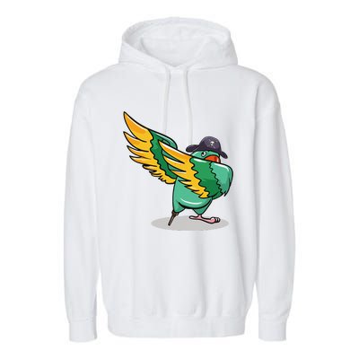 Dabbing Pirate Parrot Gift Illustration Bird Lovers Garment-Dyed Fleece Hoodie