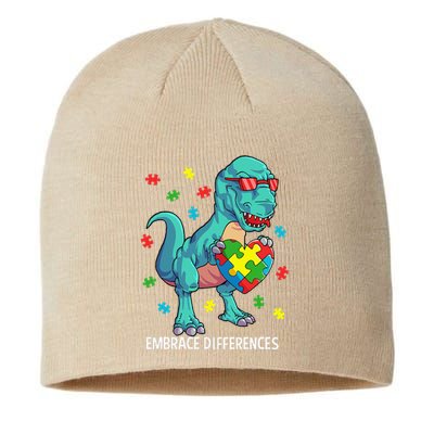 Dinosaur Puzzle Piece Autism Awareness Embrace Differences Sustainable Beanie