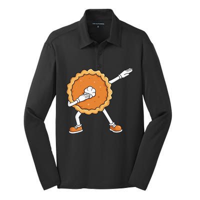 Dabbing Pumpkin Pie Thanksgiving Day Funny  Dab  Silk Touch Performance Long Sleeve Polo