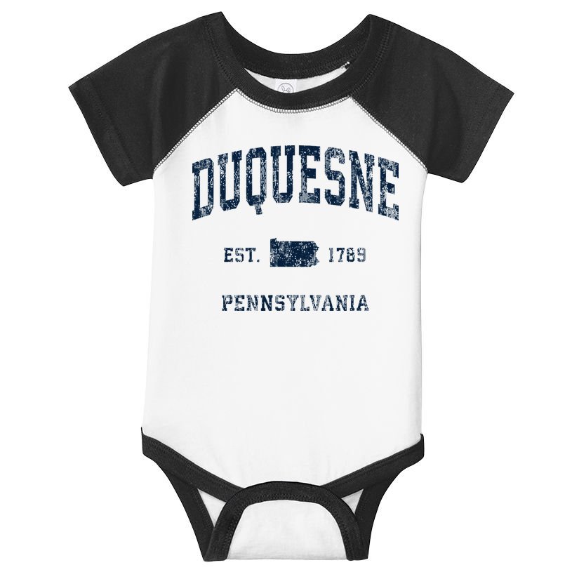 Duquesne Pennsylvania Pa Vintage Athletic Sports Design Infant Baby Jersey Bodysuit