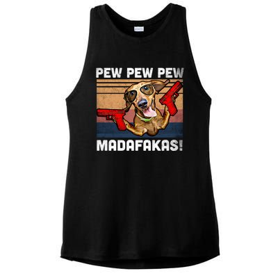 Dachshund Pew Pew Madafakas Cute Gift Vintage Weiner Dog Pew Gift Ladies PosiCharge Tri-Blend Wicking Tank