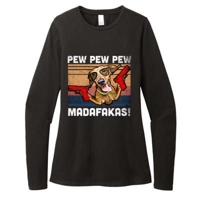 Dachshund Pew Pew Madafakas Cute Gift Vintage Weiner Dog Pew Gift Womens CVC Long Sleeve Shirt