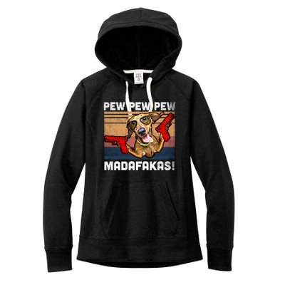 Dachshund Pew Pew Madafakas Cute Gift Vintage Weiner Dog Pew Gift Women's Fleece Hoodie