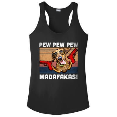 Dachshund Pew Pew Madafakas Cute Gift Vintage Weiner Dog Pew Gift Ladies PosiCharge Competitor Racerback Tank