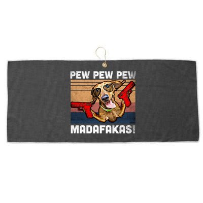 Dachshund Pew Pew Madafakas Cute Gift Vintage Weiner Dog Pew Gift Large Microfiber Waffle Golf Towel