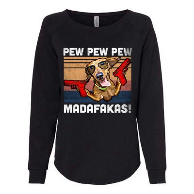 Dachshund Pew Pew Madafakas Cute Gift Vintage Weiner Dog Pew Gift Womens California Wash Sweatshirt