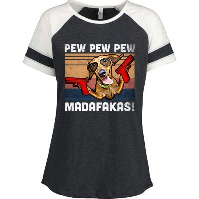 Dachshund Pew Pew Madafakas Cute Gift Vintage Weiner Dog Pew Gift Enza Ladies Jersey Colorblock Tee