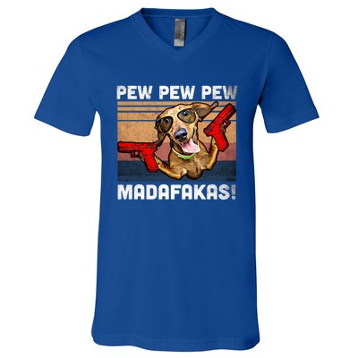 Dachshund Pew Pew Madafakas Cute Gift Vintage Weiner Dog Pew Gift V-Neck T-Shirt