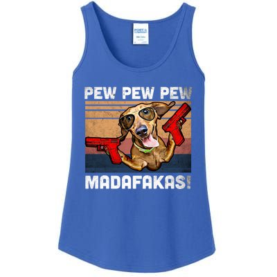 Dachshund Pew Pew Madafakas Cute Gift Vintage Weiner Dog Pew Gift Ladies Essential Tank