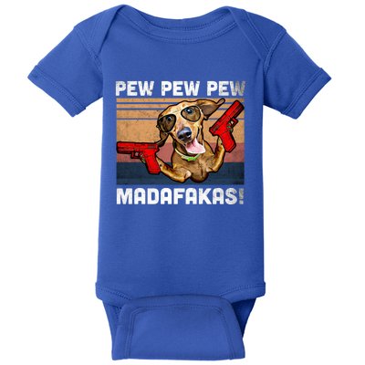 Dachshund Pew Pew Madafakas Cute Gift Vintage Weiner Dog Pew Gift Baby Bodysuit