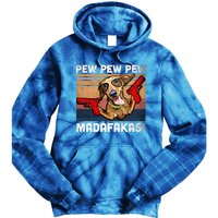 Dachshund Pew Pew Madafakas Cute Gift Vintage Weiner Dog Pew Gift Tie Dye Hoodie