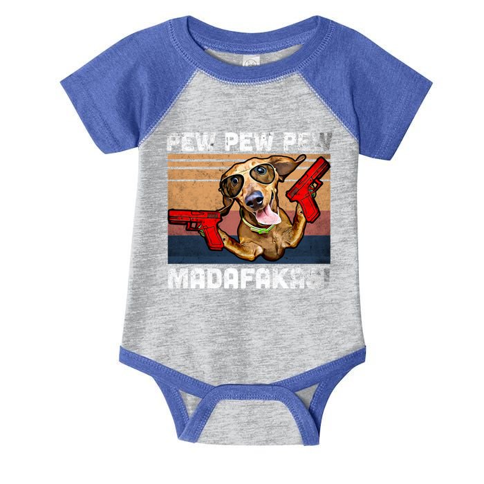 Dachshund Pew Pew Madafakas Cute Gift Vintage Weiner Dog Pew Gift Infant Baby Jersey Bodysuit