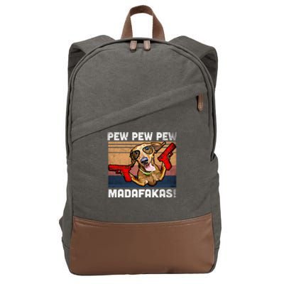 Dachshund Pew Pew Madafakas Cute Gift Vintage Weiner Dog Pew Gift Cotton Canvas Backpack