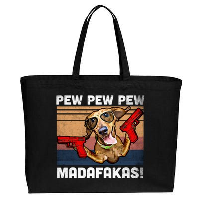 Dachshund Pew Pew Madafakas Cute Gift Vintage Weiner Dog Pew Gift Cotton Canvas Jumbo Tote