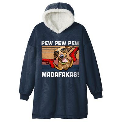 Dachshund Pew Pew Madafakas Cute Gift Vintage Weiner Dog Pew Gift Hooded Wearable Blanket