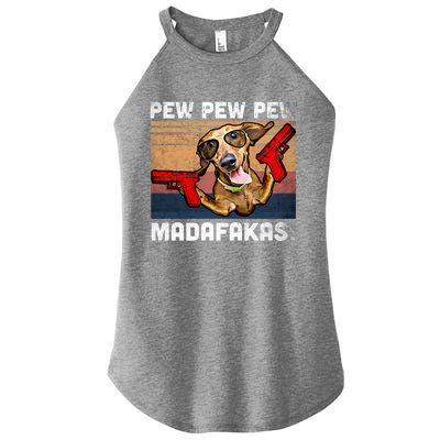 Dachshund Pew Pew Madafakas Cute Gift Vintage Weiner Dog Pew Gift Women's Perfect Tri Rocker Tank