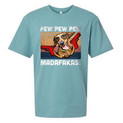 Dachshund Pew Pew Madafakas Cute Gift Vintage Weiner Dog Pew Gift Sueded Cloud Jersey T-Shirt